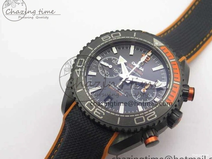0504 Planet Ocean Master Chronometer Chrono DLC OM 1:1 Best Edition Black Dial On Nylon Strap A Chic 8103